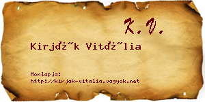 Kirják Vitália névjegykártya